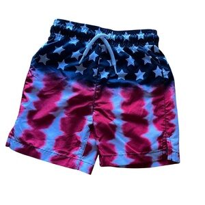 The Children's Place Boys Star & Tie-Dye Swim Trunks - Red & Blue NWOT Size 3T